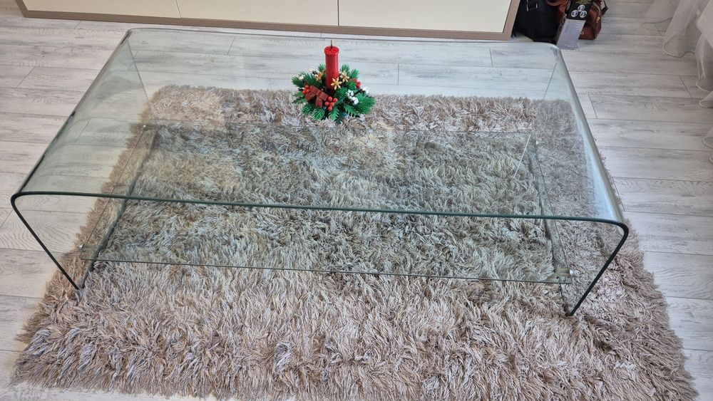 Masa din sticla cu etajera la nivel inferior 140x70x45