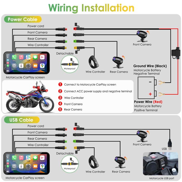 Carpuride W603D безжичен преносим стерео с HD двойни камери