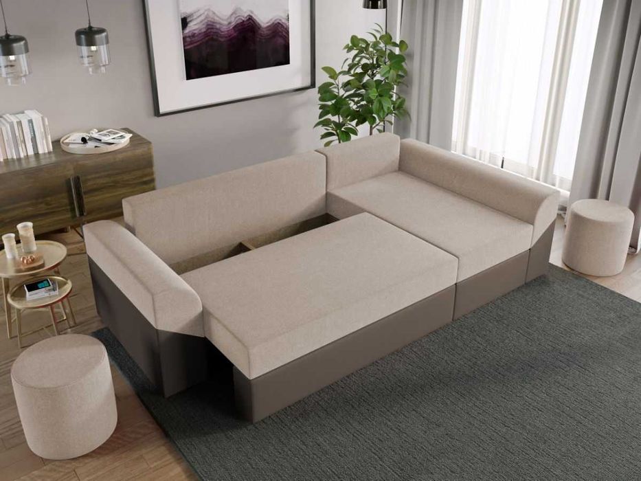 Coltar Extensibil Cali Stofa Bej / Piele Maro - Transport Gratuit