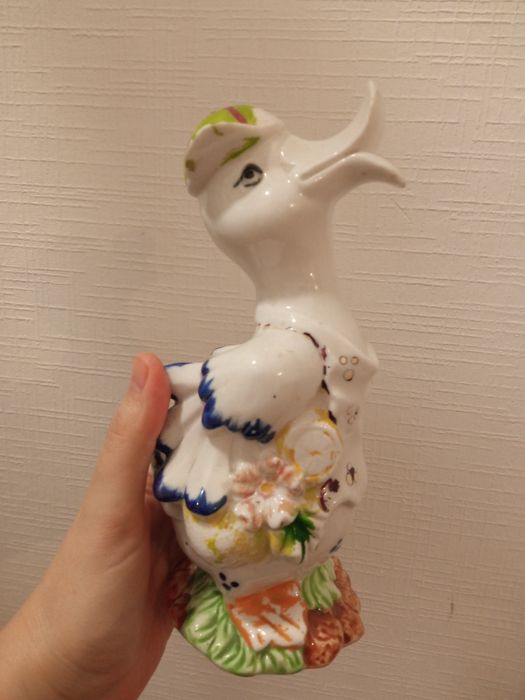 Карандашница. Фарфоровая статуэтка. Гусь.