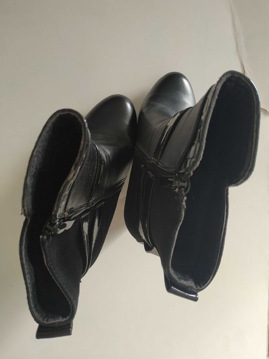 Botine dama negri, Nr 36, cu fermoar, ghete dama, piele ecologica