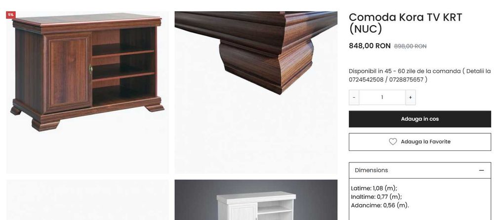 OCAZIE UNICĂ! Mobilier din lemn de nuc – set complet 10.000 lei | Se vinde și la bucată
