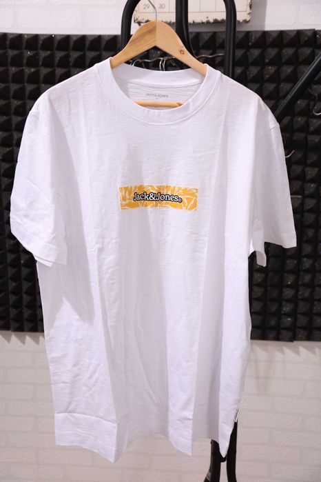 Tricou bărbați Jack & Jones, alb cu print logo, mărime 2XL, nou cu etichetă