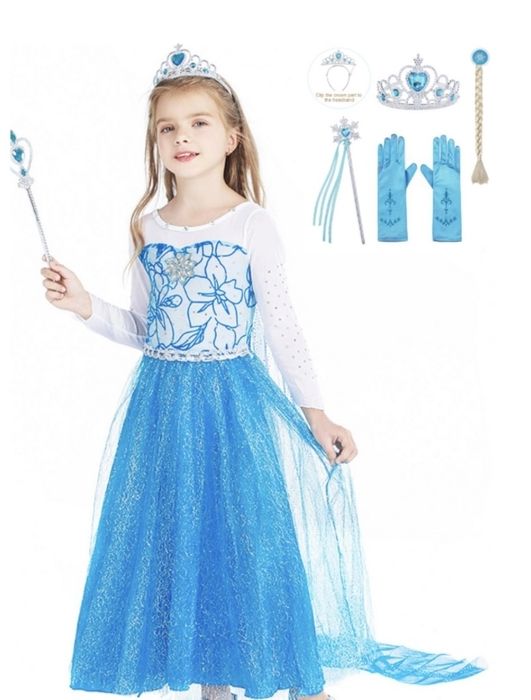Costum 10 piese elsa frozen 4/7 ani