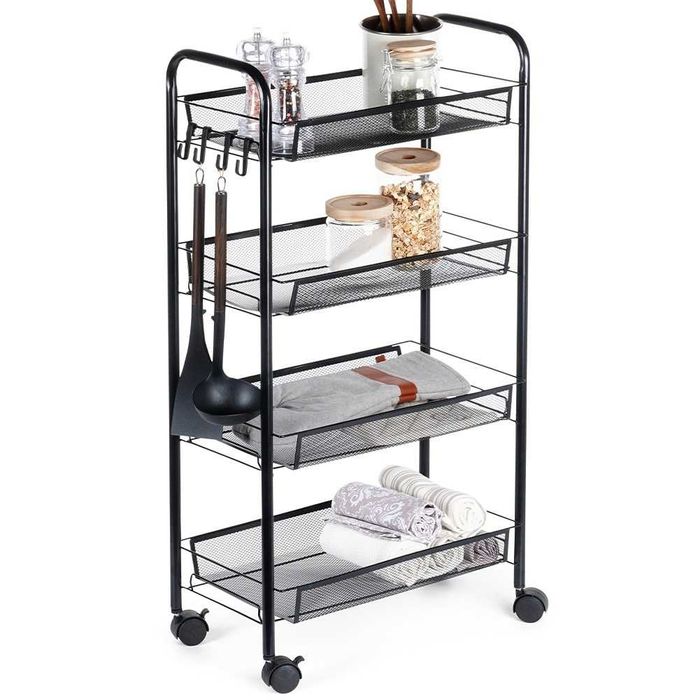 Метална етажерка с колелца на 4 нива