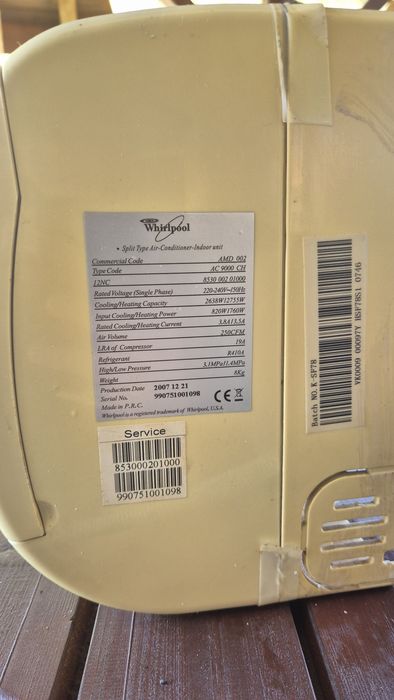 Aer condiționat Whirlpool 9000 BTU + telecomandă (Set complet unitate int/ext)