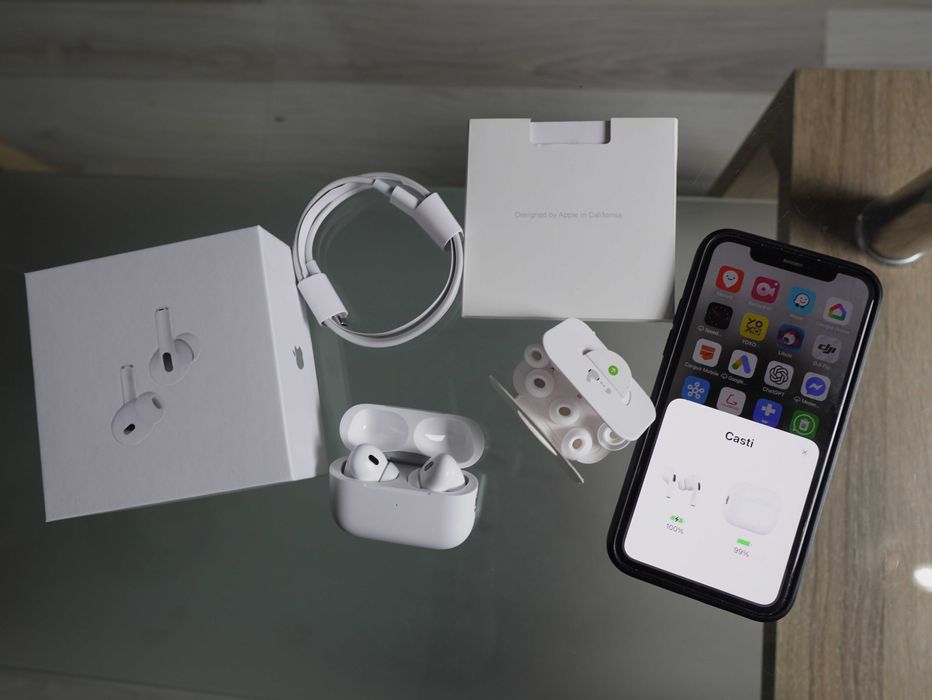 Casti Apple AirPods Pro Gen 2 (Sigilate) ANC Real, Touch Control, Find My + Garanție & Verificare Colet