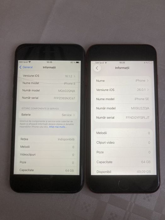 AIph.SE. Rosu baterie 80%. Iph.8 negru baterie 77%