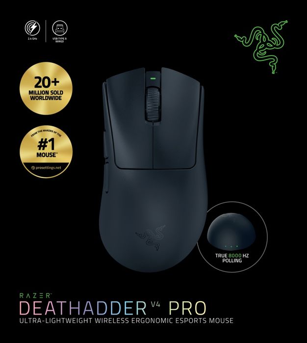 СКИДКА! RAZER Deathadder V4 PRO Black Беспроводная мышка/мышь