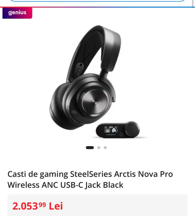 SteelSeries Arctis Nova Pro Wireless ANC USB-C Jack Black, sigilata