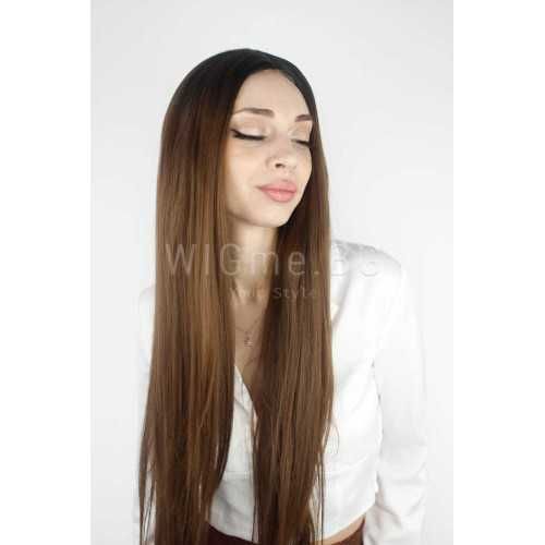 Дълга кестенява перука с черни корени Сидни