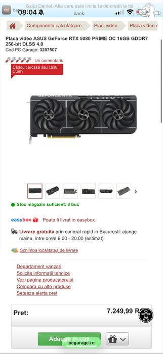 Placa video RTX5080 16GB Asus Prime OC