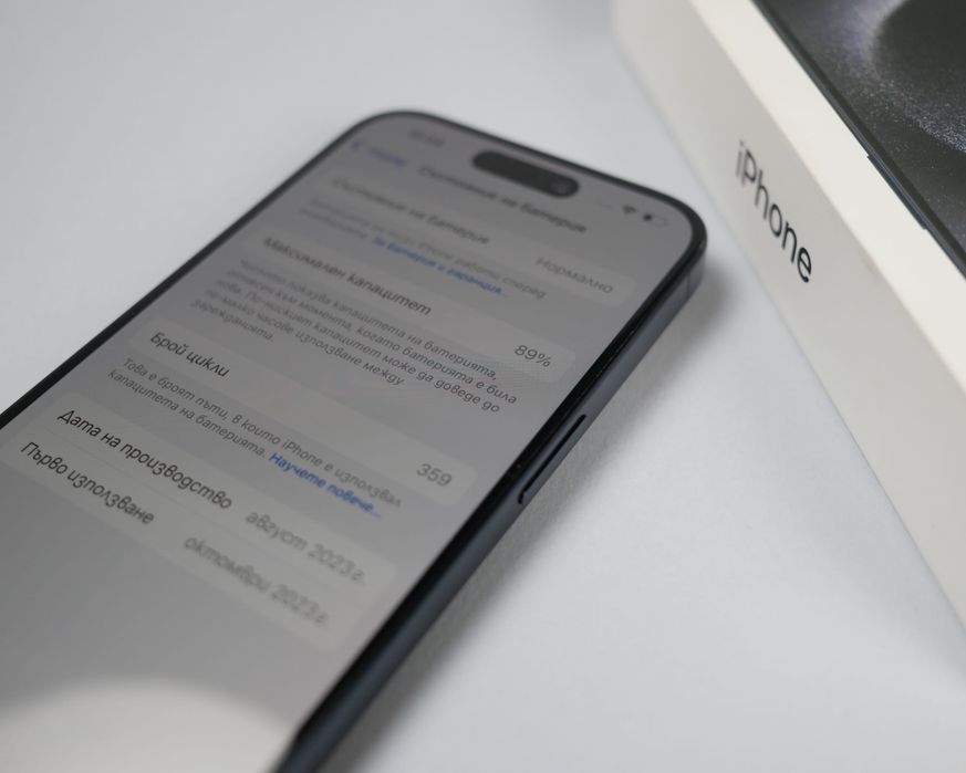 iPhone 15 Pro 512GB Blue Titanium, перфектно състояние, 89% батерия