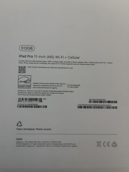 Ipad 11 pro m5 512Gb+cellular