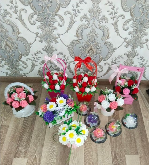 Цветы из мыла, букеты из мыла, sovunli gullar zakazga