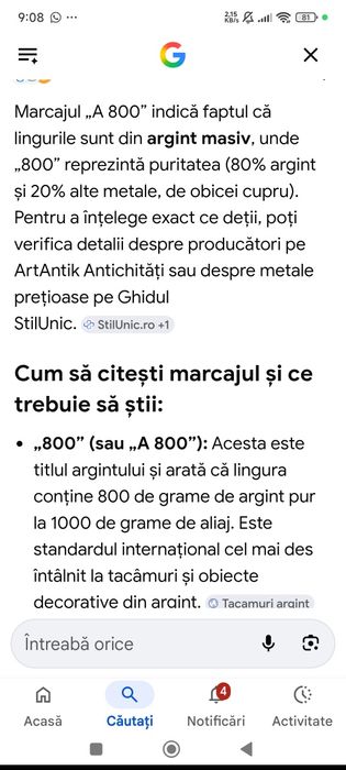 Cuțite  Italy argint A 800