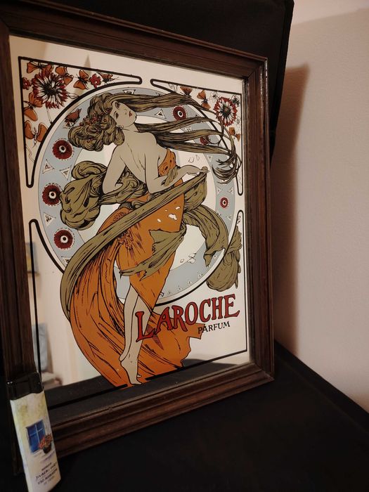 Reclama /afiș parfum Laroche pictura pe oglindă