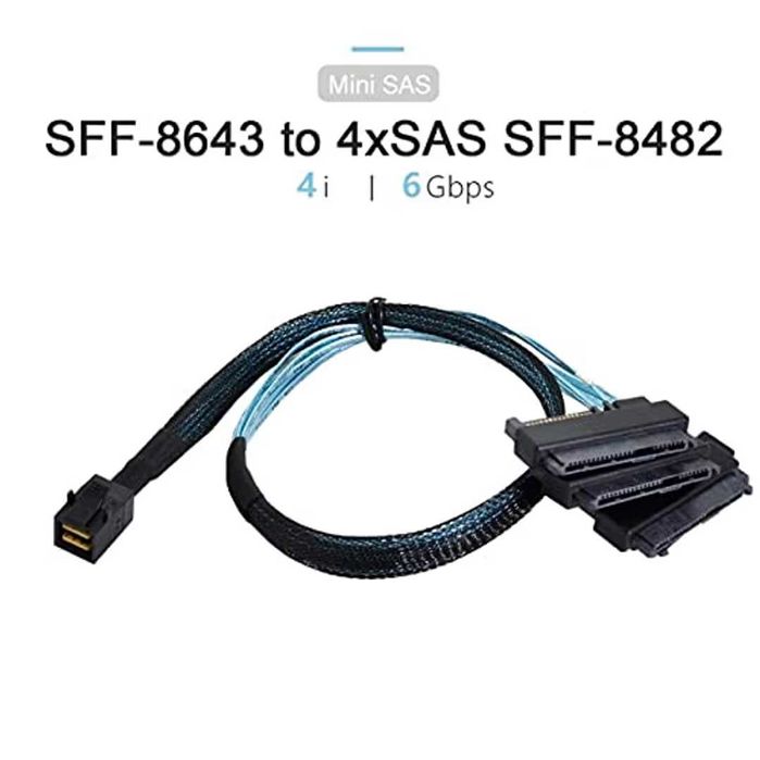 Cablu intern mini SAS SFF-8643 gazdă către 4 SAS 29pini SFF-8482