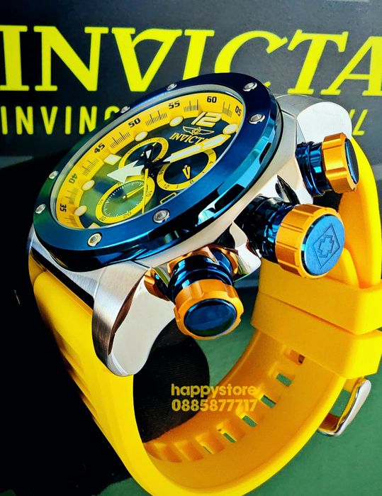 часовник INVICTA Sea Hunter Yellow 54 mm, Инвикта нов ръчен часовник