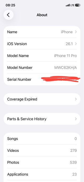 iPhone 11 pro 72%
