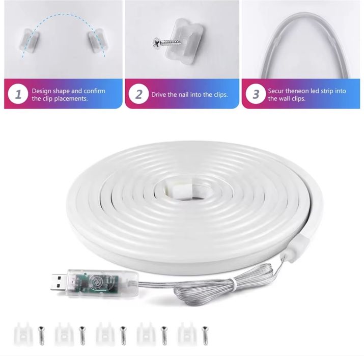RGBIC LED Неонова Лента 5м | APP + Дистанционно | Bluetooth | IP65 | USB