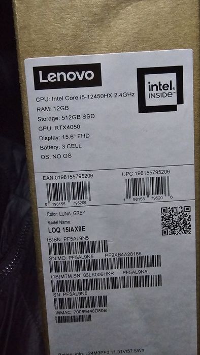 Noutbook  LOQ 15IAX9E rtx4050