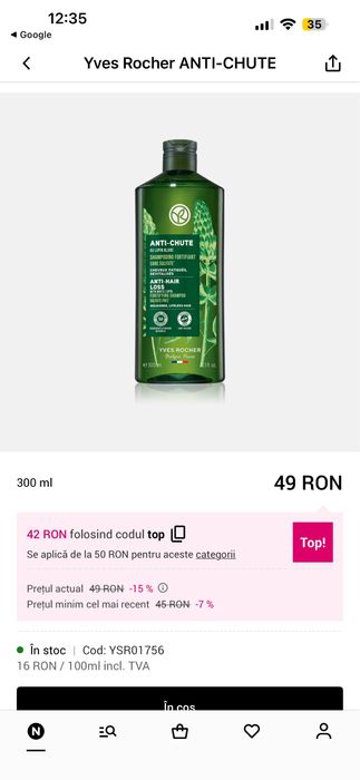 Yves Rocher - Șampon fortifiant împotriva căderii părului cu Lupin Alb