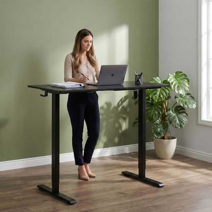 Електрическо бюро, 120x60 см, регулируема височина 72-117 см, черно