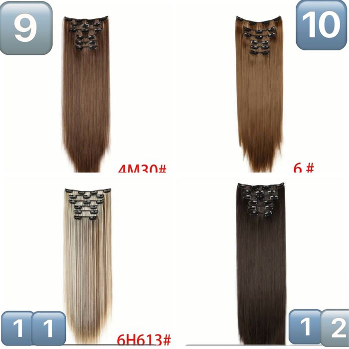 6 реда Комплект коса на редове с клипс екстеншъни 60см Термоустойчива