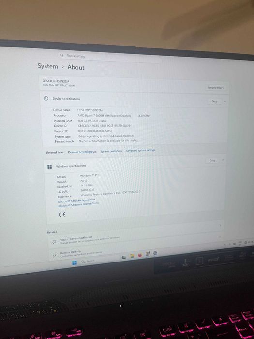 ASUS ROG G713 Ryzen 7 6800h, RTX 3060, 16gb ram, 360hz