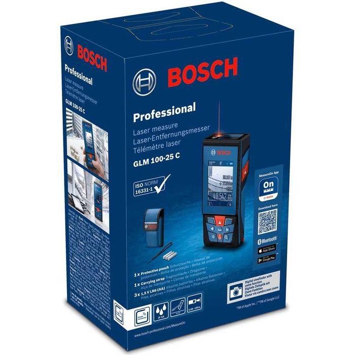 Лазерна ролетка Bosch GLM 100-25 C Professional, 100 м, Bluetooth