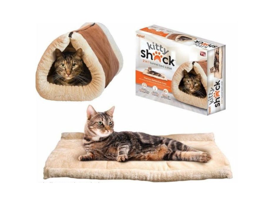 Мека, топла постелка за коте 2в1 самозатоплящо се легло и къща за котк