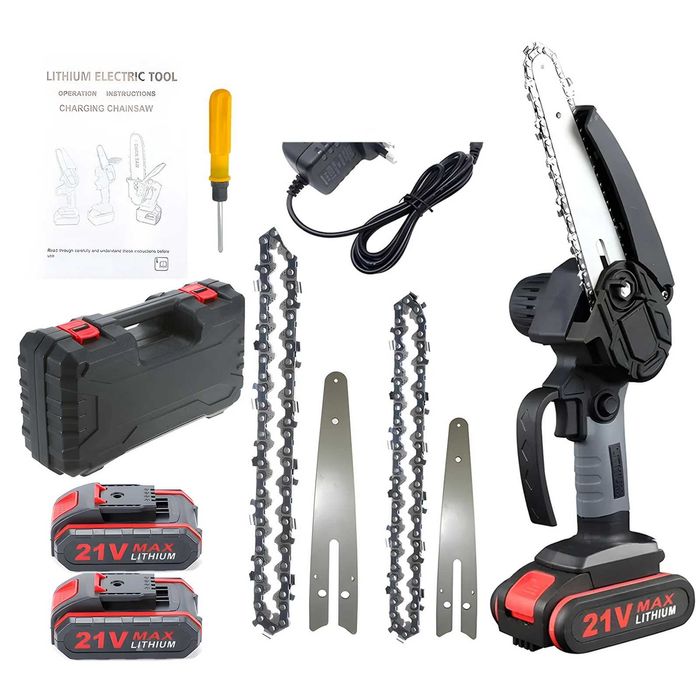 Mini fierastrau electric, mini drujba cu lant, 2 acumulatori (OFERTA)