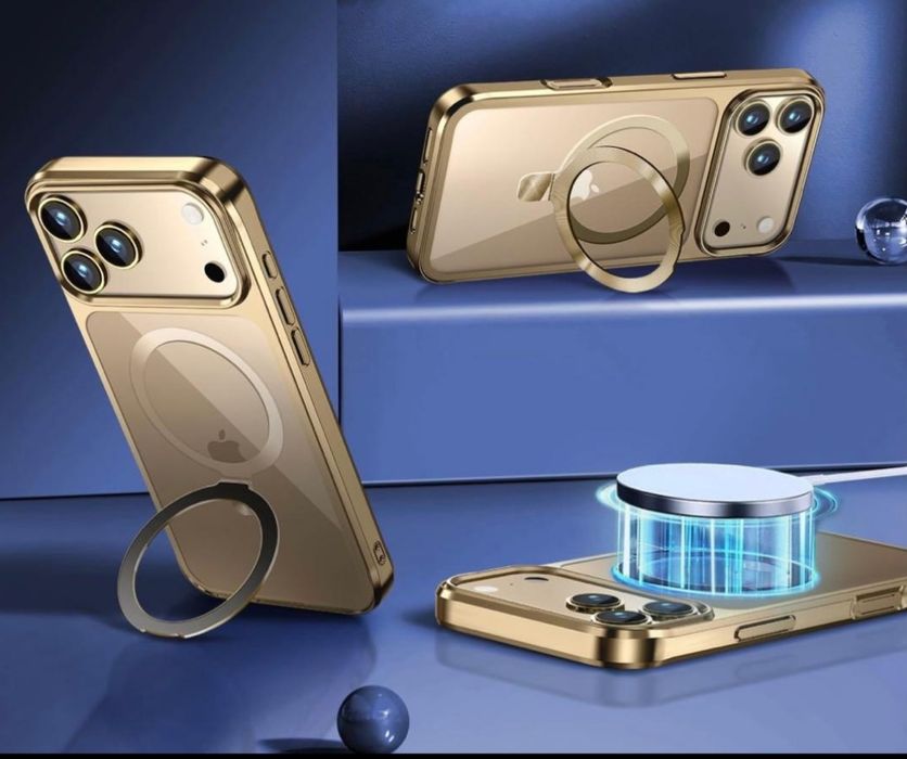 Златен Калъф за iPhone 17 PRO с функция MagSafe