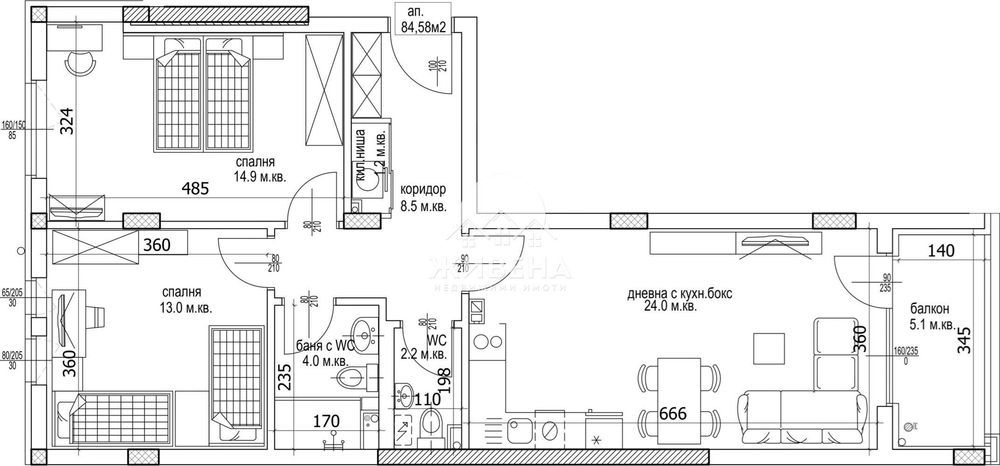 3-стаен апартамент, в строеж, Кайсиева градина, 99 кв.м