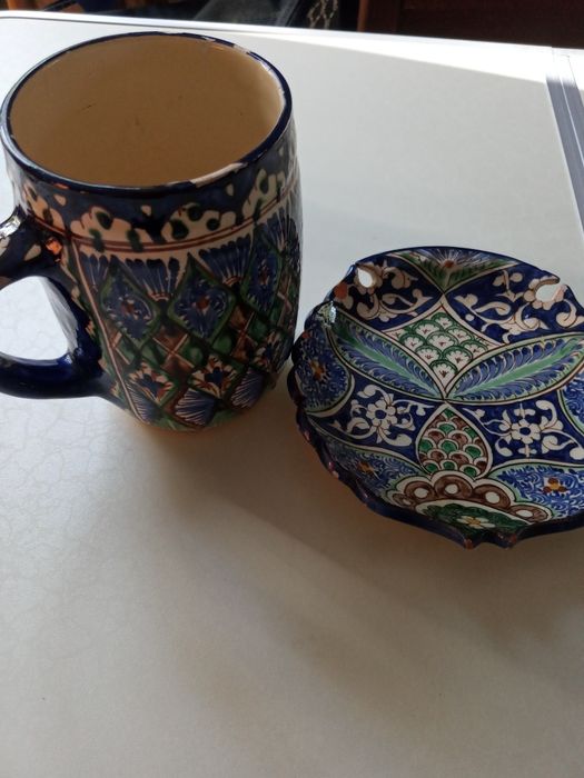 Бокал с тарелкой росписные керамика восточные.