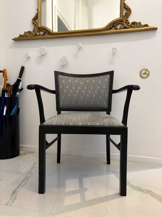 Scaun fotoliu Otto Wagner, tapiterie Joseph Hoffmann Art Nouveau Viena