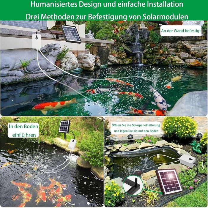 НОВА! Соларна въздушна помпа 2W, с USB и соларно зареждане, 2000 mAh