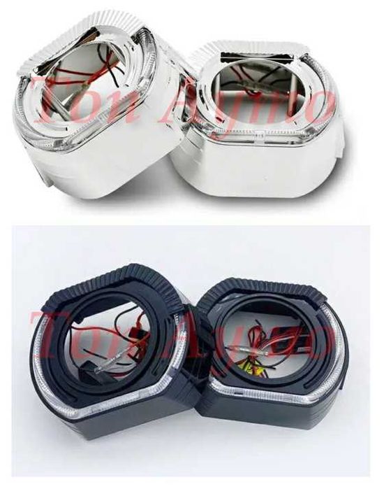 Декоративни Капачки 2,5'' и 3'' Angel eyes DRL Дневни Бяло и Оранжево