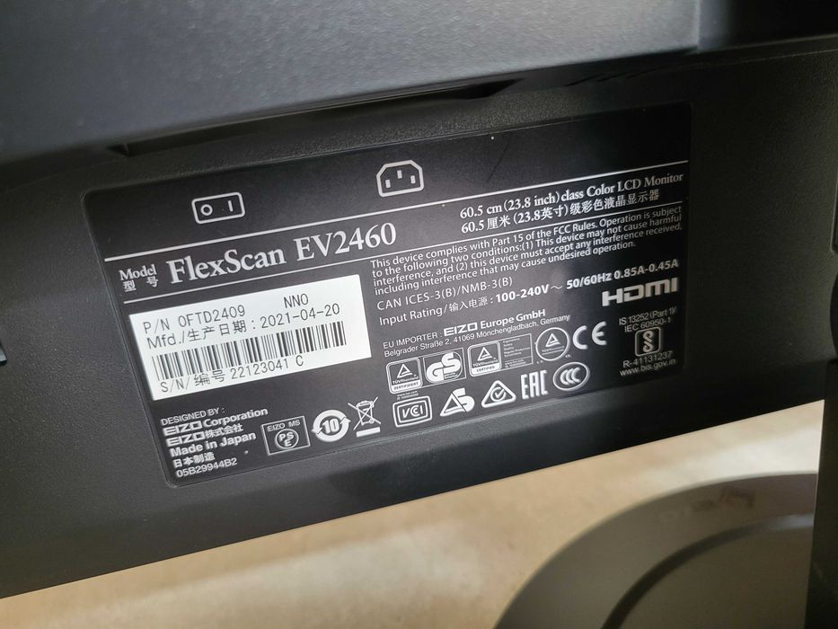 Монитор EIZO FlexScan 23.8" EV2460 на 819 работни часа
