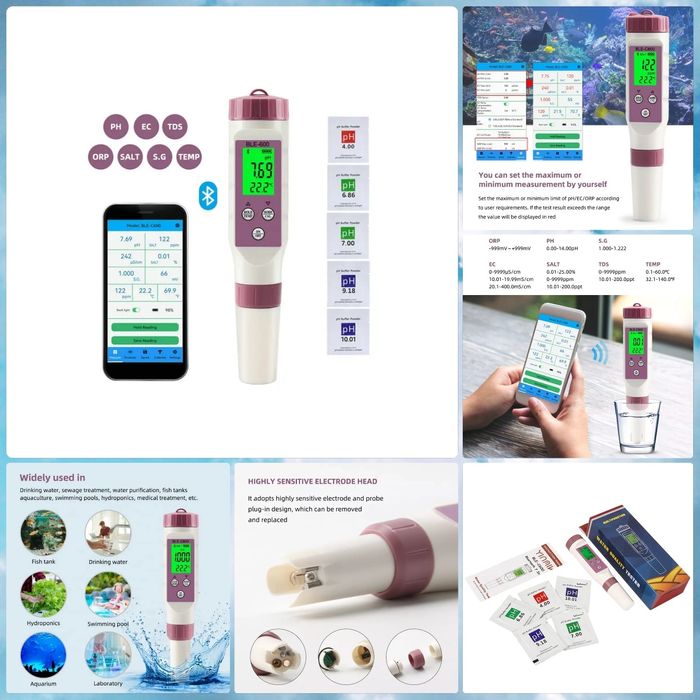 Har xil turdagi PH meter apparatlari va PH Lakmus qoʻgʻozlari sotiladi