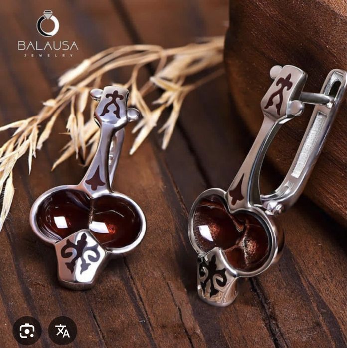 серебро серьги Қобыз
