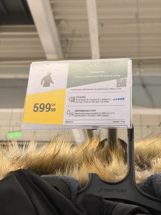 Geacă Parka Quechua NH900 -20°C impermeabilă, negru 3XL, ca noua