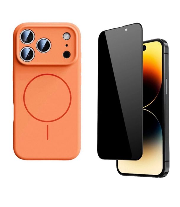 Husa Magsafe Softin si Folie Sticla Privacy Iphone 17/PRO/PRO MAX/AIR