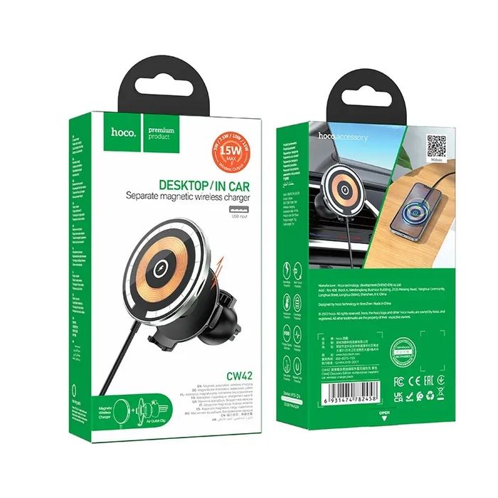 Hoco CW42 Магнитный Авто Держатель MagSafe 15W For iPhone 15