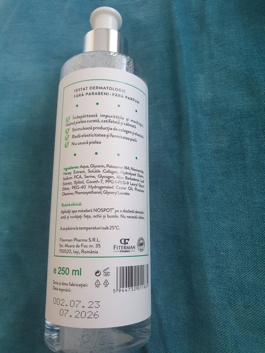Sigilata. Noua. Apa micelara izotonica No Spot, 250 ml, Fiterman