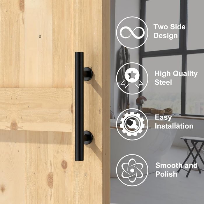 Двойни дръжки за плъзгащи врати, въглеродна стомана, 30 см, черни