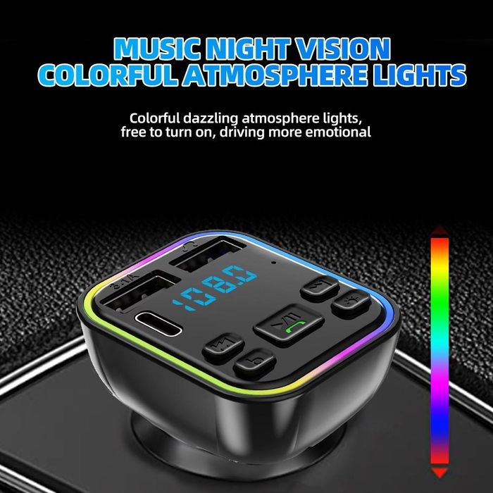 12-24v автомобилен bluetooth 5.0 fm трансмитер безжичен хендсфри ...