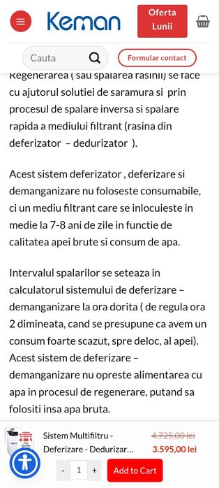 Filtru apa Keman TKMIX 25 dedurizare (anti fier, calcar, mangan, amoniu)