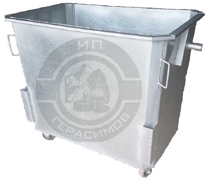 Оцинкованные евроконтейнер 1,1 куб. (без крышки, с колесами)
